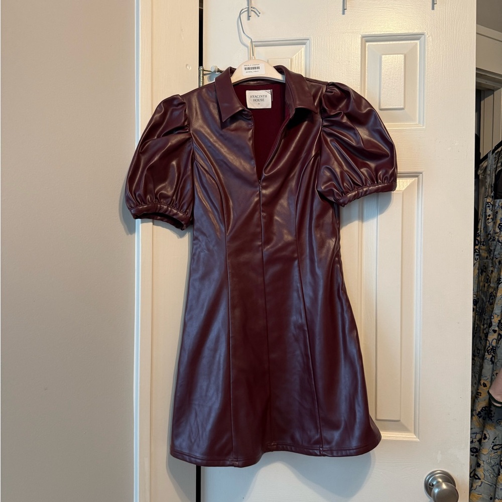 Hyacinth House Burgundy Front Zip Mini Dress